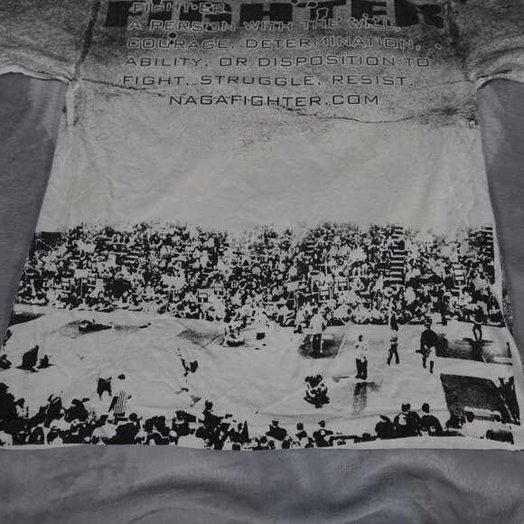 NAGA Fighter Skull All Over Print T Shirt Mens L Slim Fit Grunge Y2K Style - Picture 5 of 8